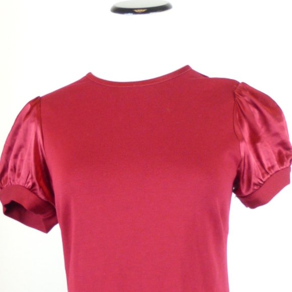 BEBE short sleeve silk DRESS cranberry red S - Picture 2 of 7